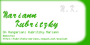 mariann kubritzky business card